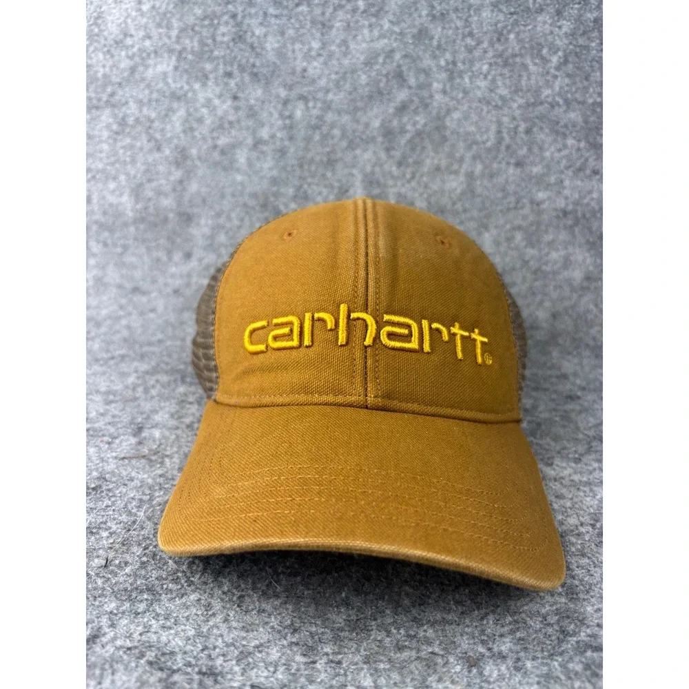 Carhartt Trucker Hat Mens OS Brown Mesh Back Snapback Logo Cap 100141